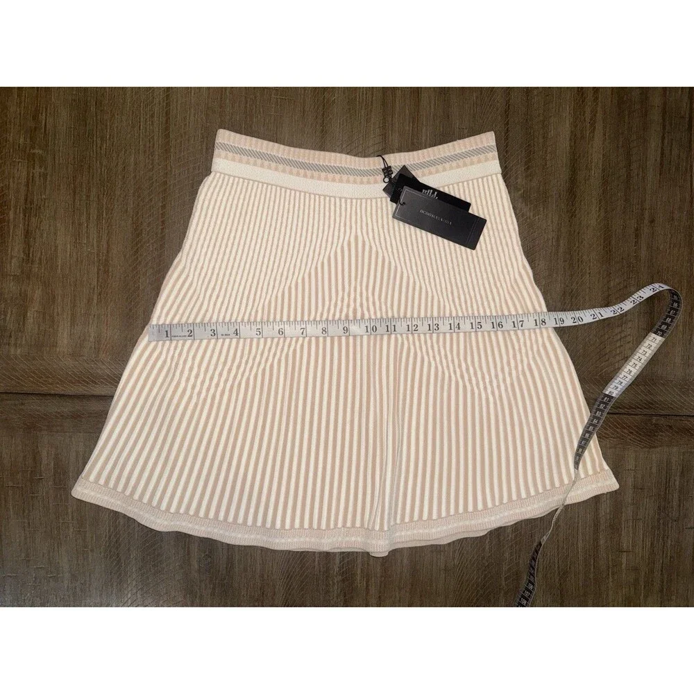 NWT BCBG Maxazria Alisse Striped Neutral Knit Jacquard Mini Skirt Size S $228